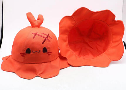 Display shows Hand Made Needle Felting cotton display, Hand made Machine sewed Bucket Hats, Phone Grips, Pins, and Keychains